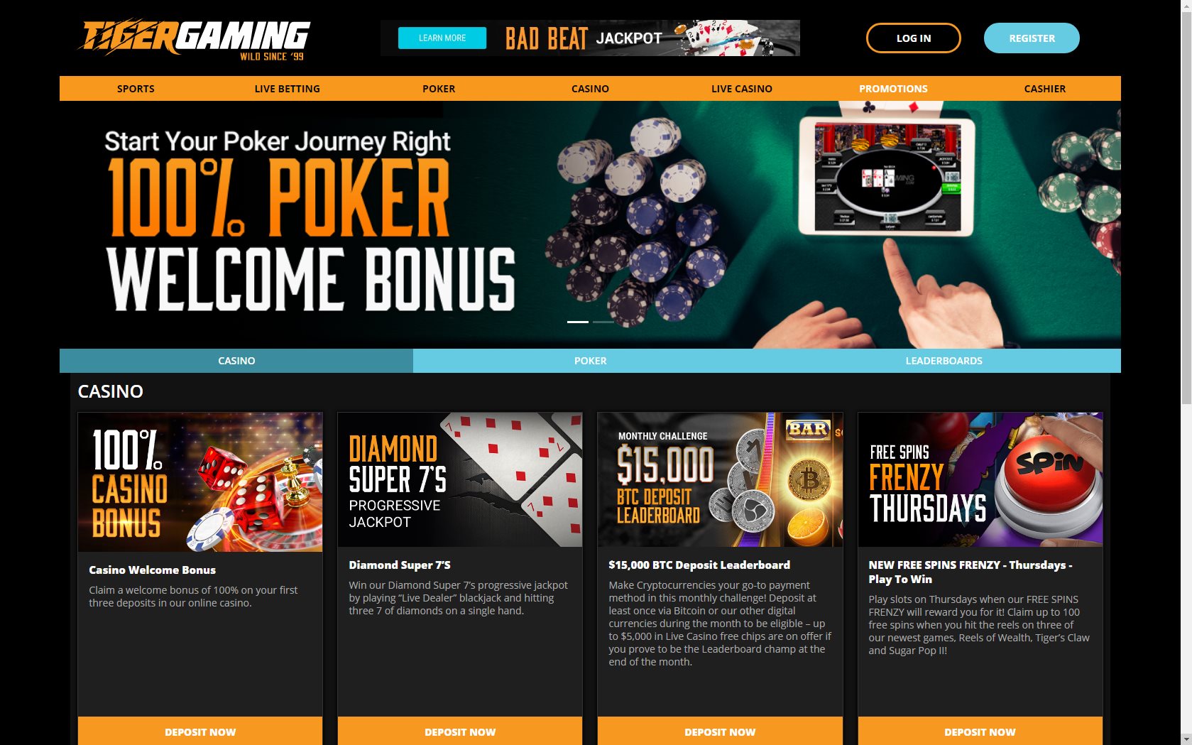 TigerGaming Casino No Deposit Bonus