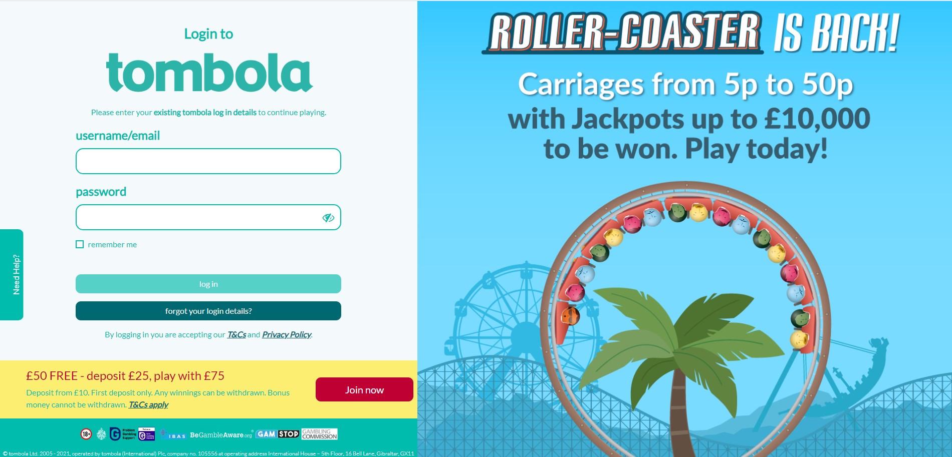 Tombola Casino Login