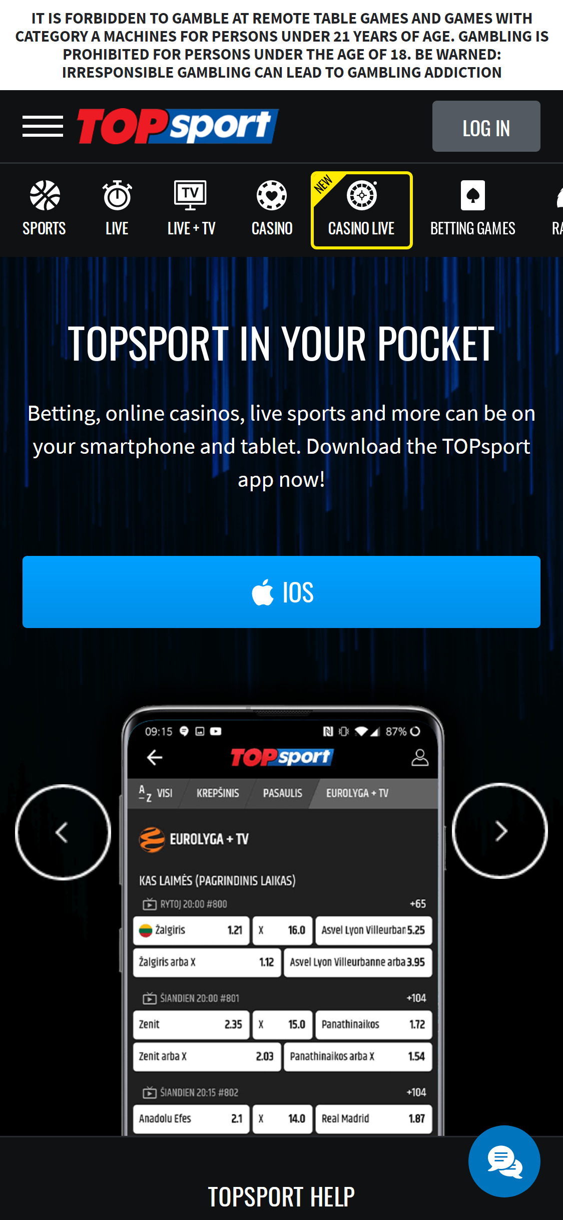 Top Sport Casino Latvia Mobile App Review