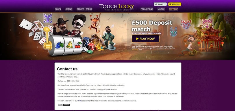 Touch Lucky Casino Support