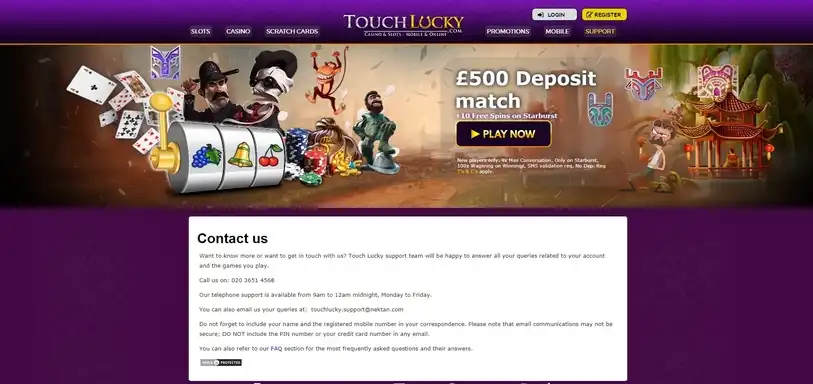 Touch Lucky Casino Support