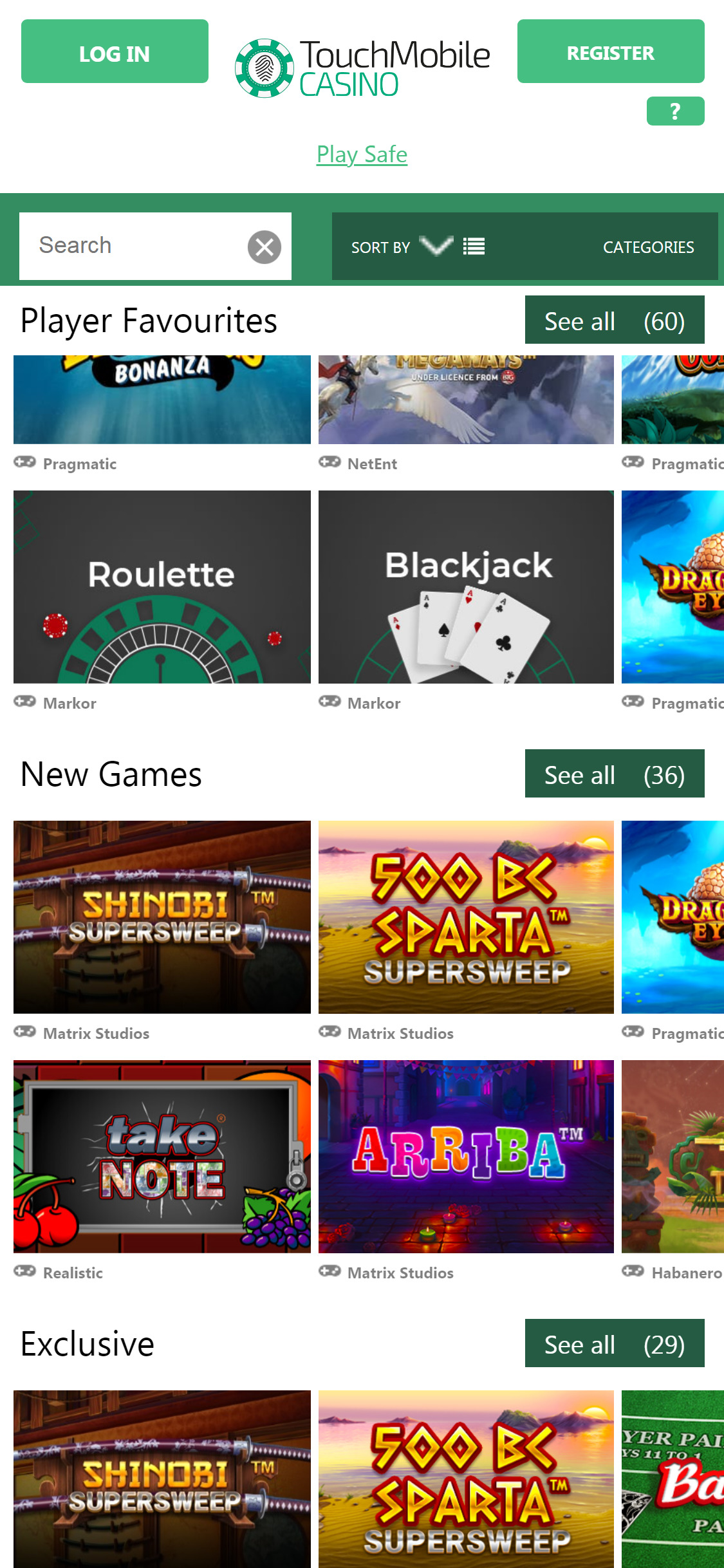 Touch Mobile Casino Mobile Games Review