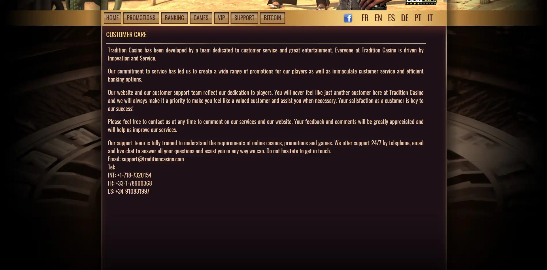 Tradition Casino Support