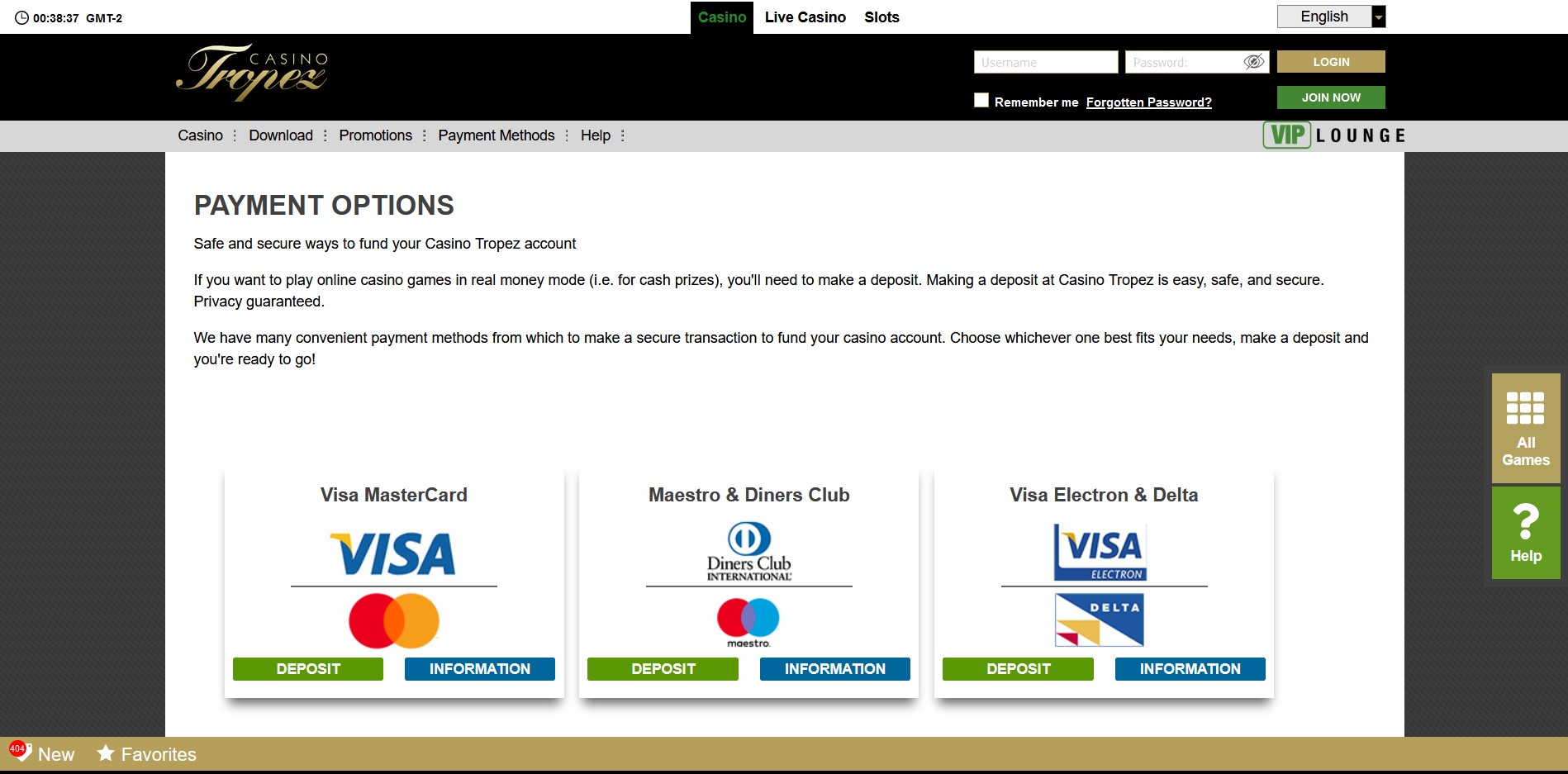 Trope Z Casino Payment Methods