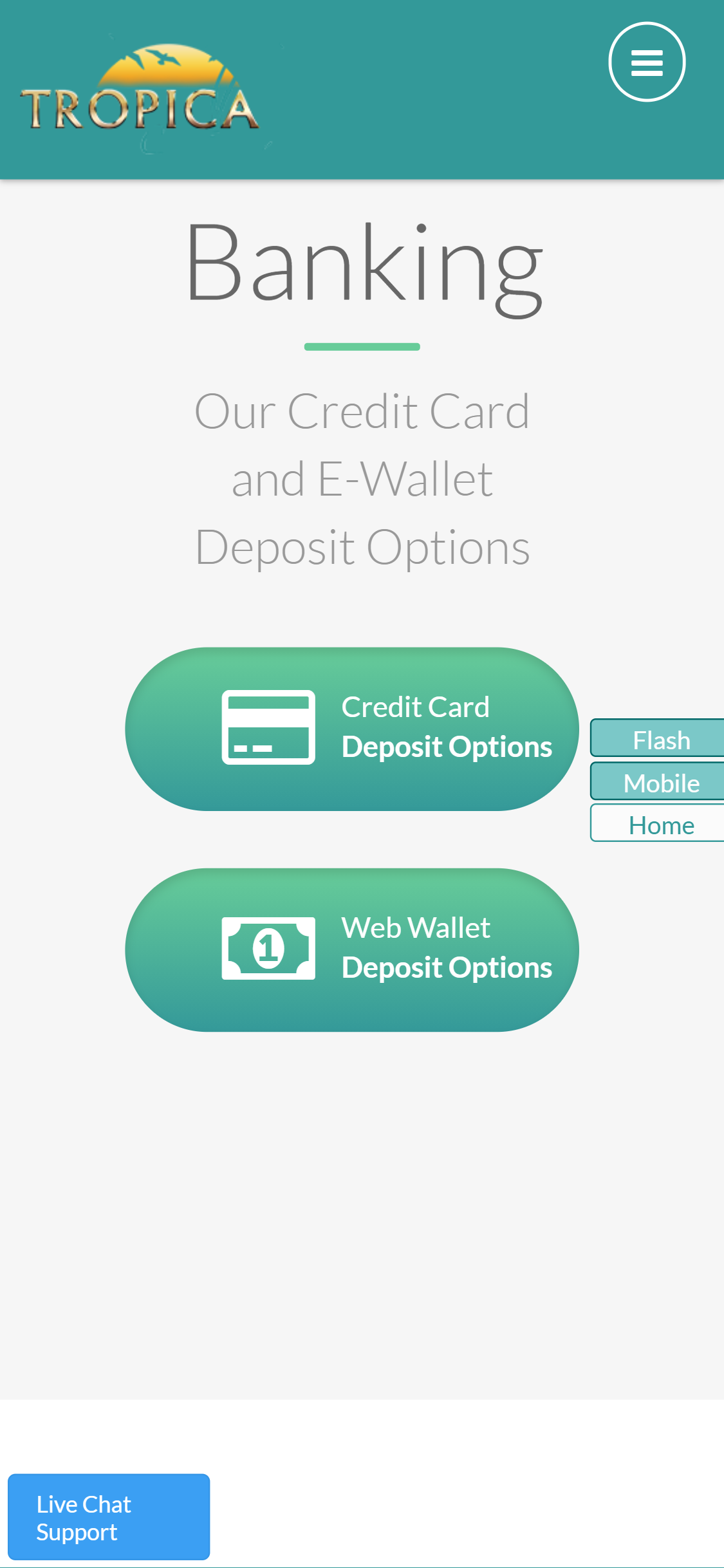 Tropica Casino Mobile Payment Methods Review