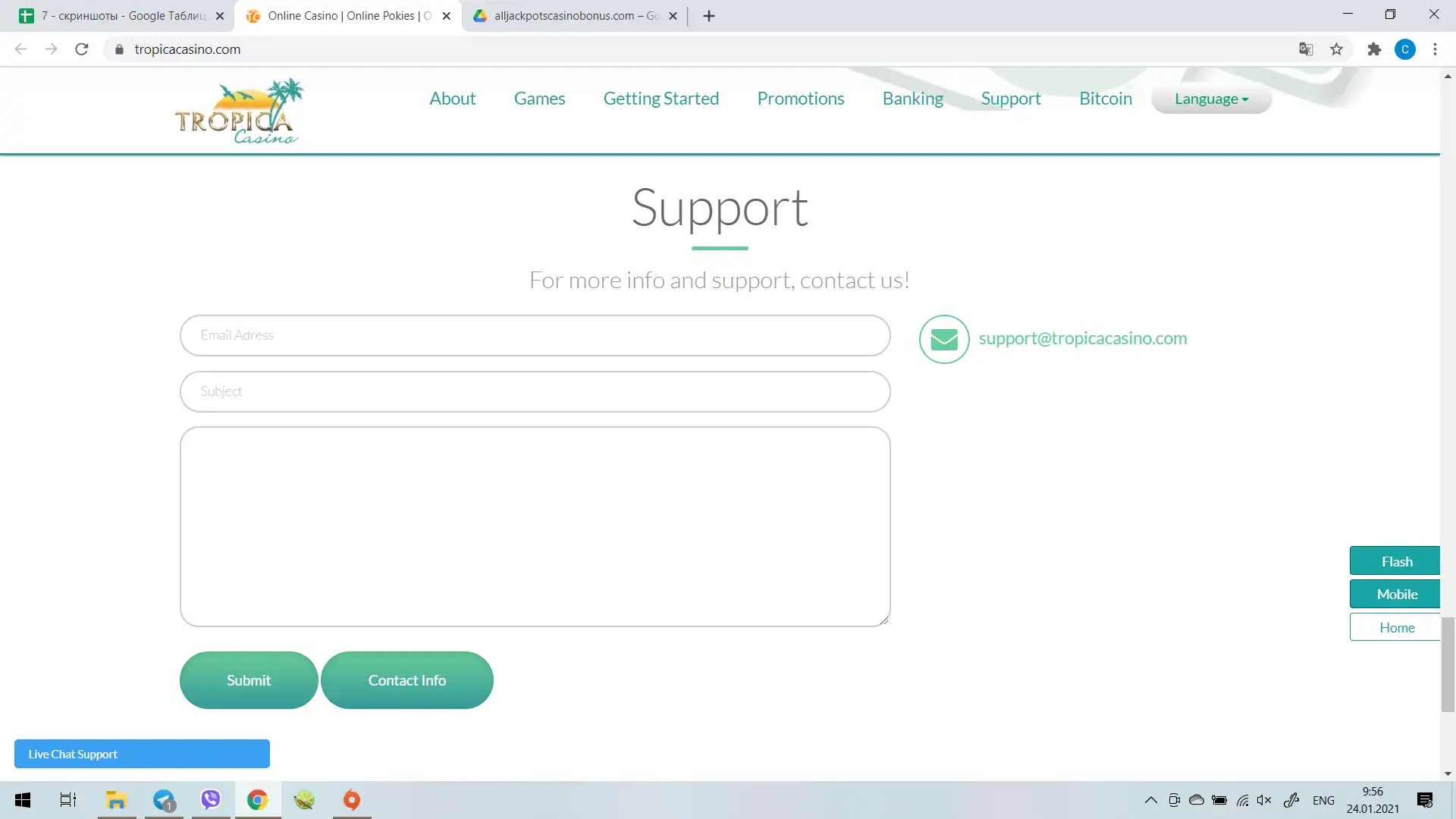 Tropica Casino Support