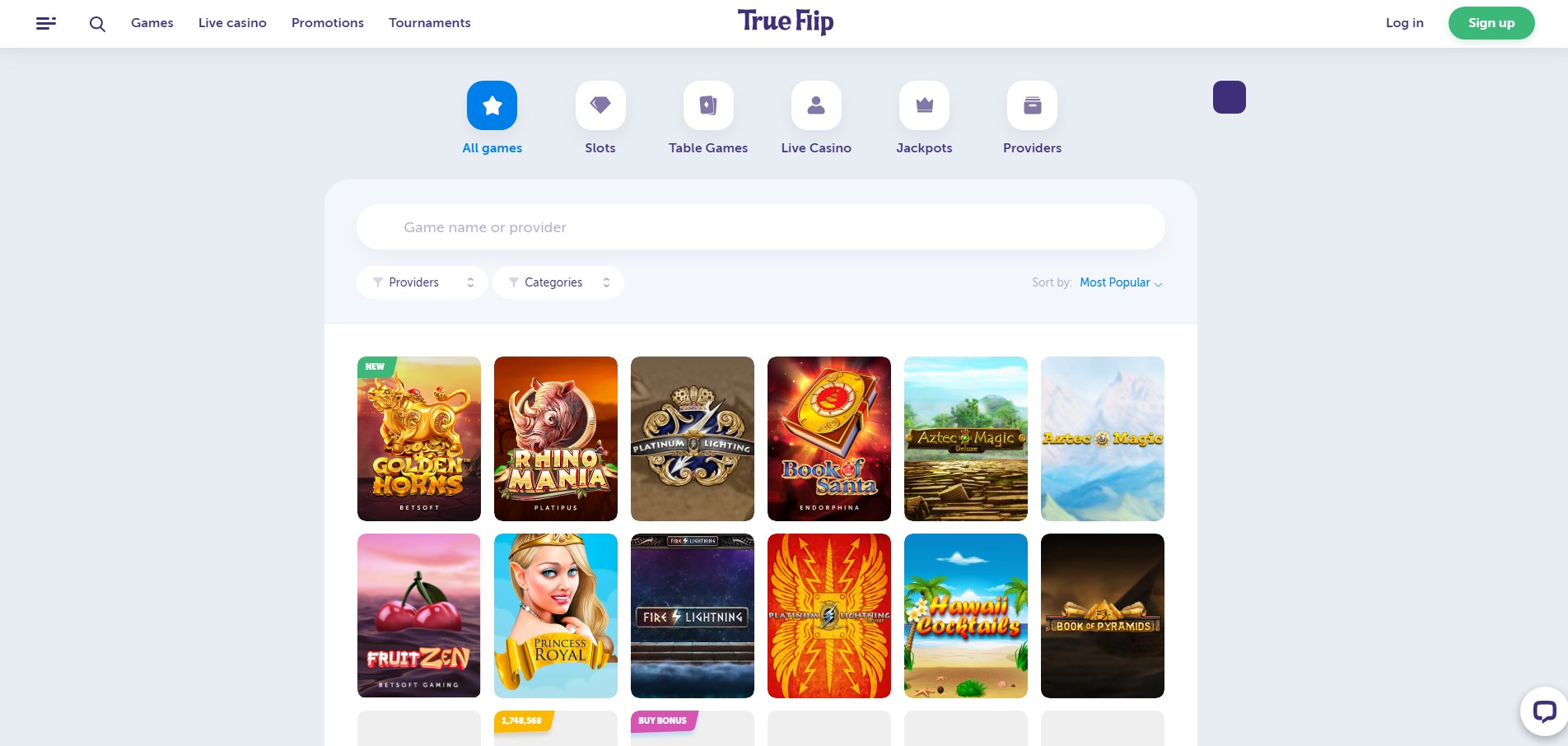 True Flip Casino Games