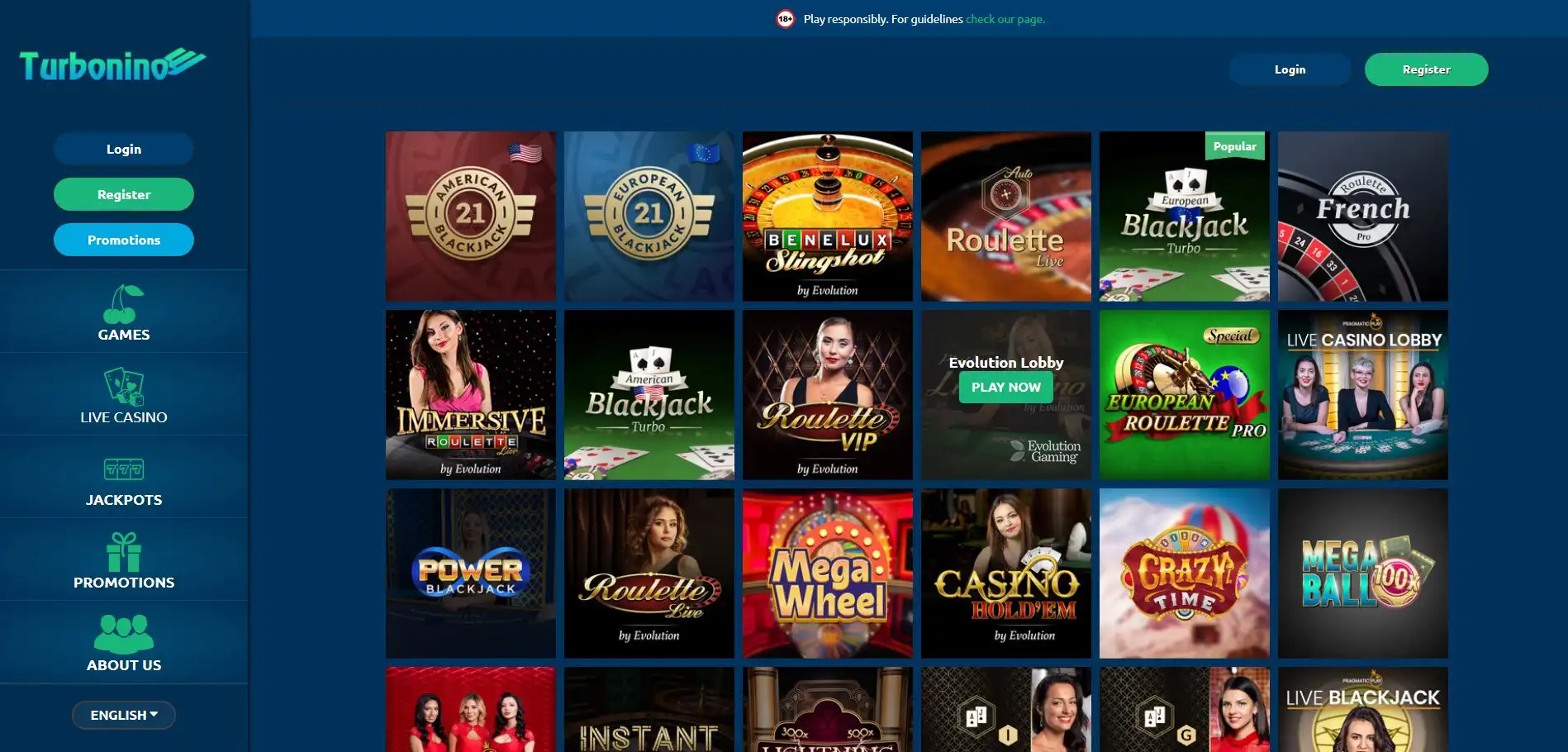 Turbonino Live Dealer Games