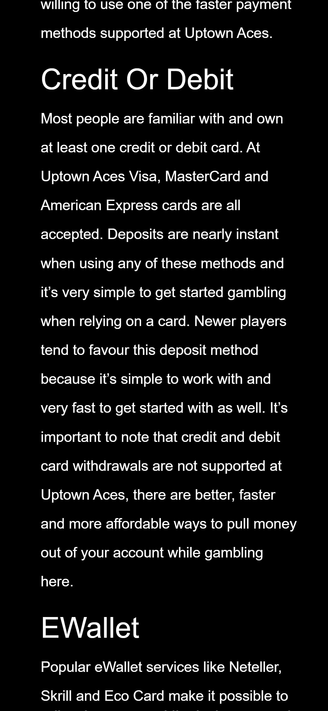 Uptown Pokies Casino Mobile Payment Methods Review