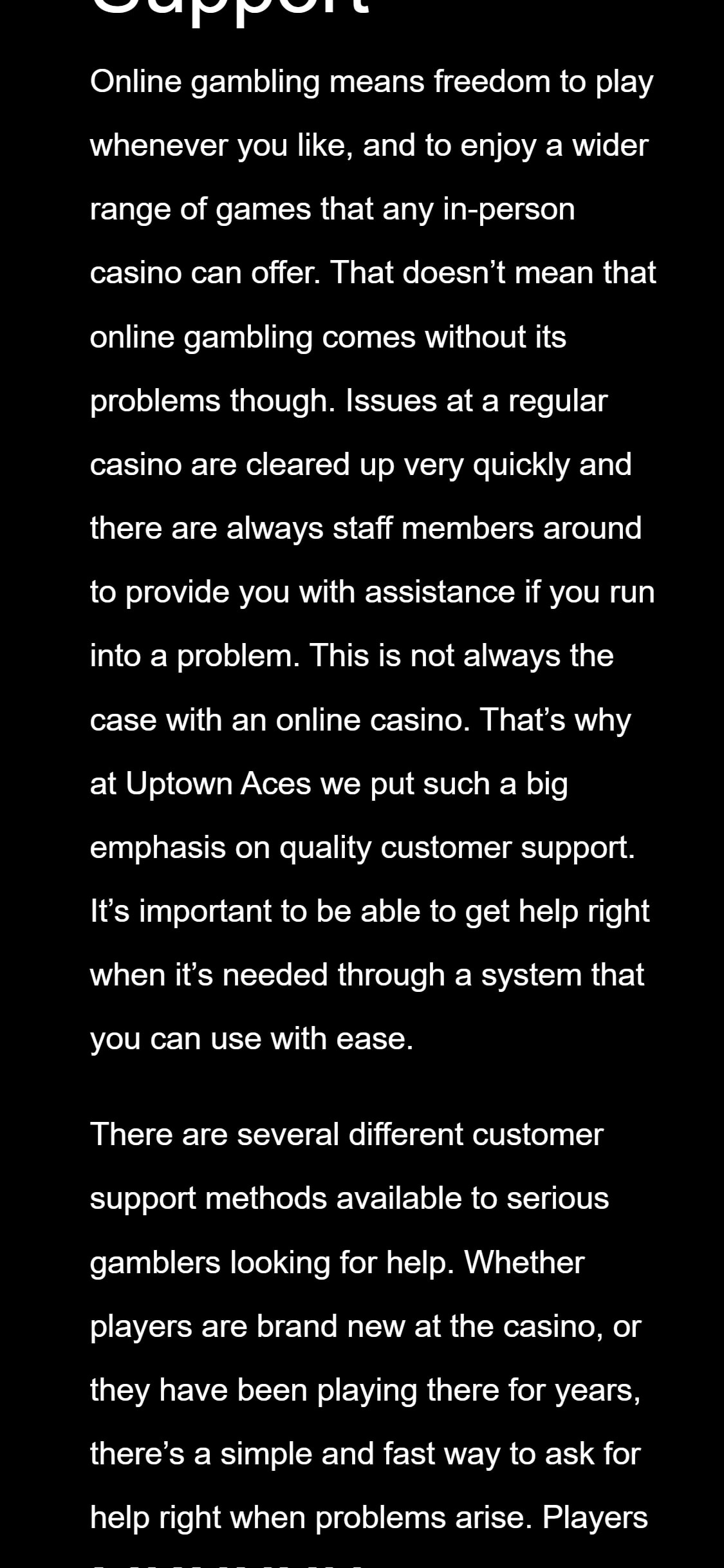 Uptown Pokies Casino Mobile Support Review