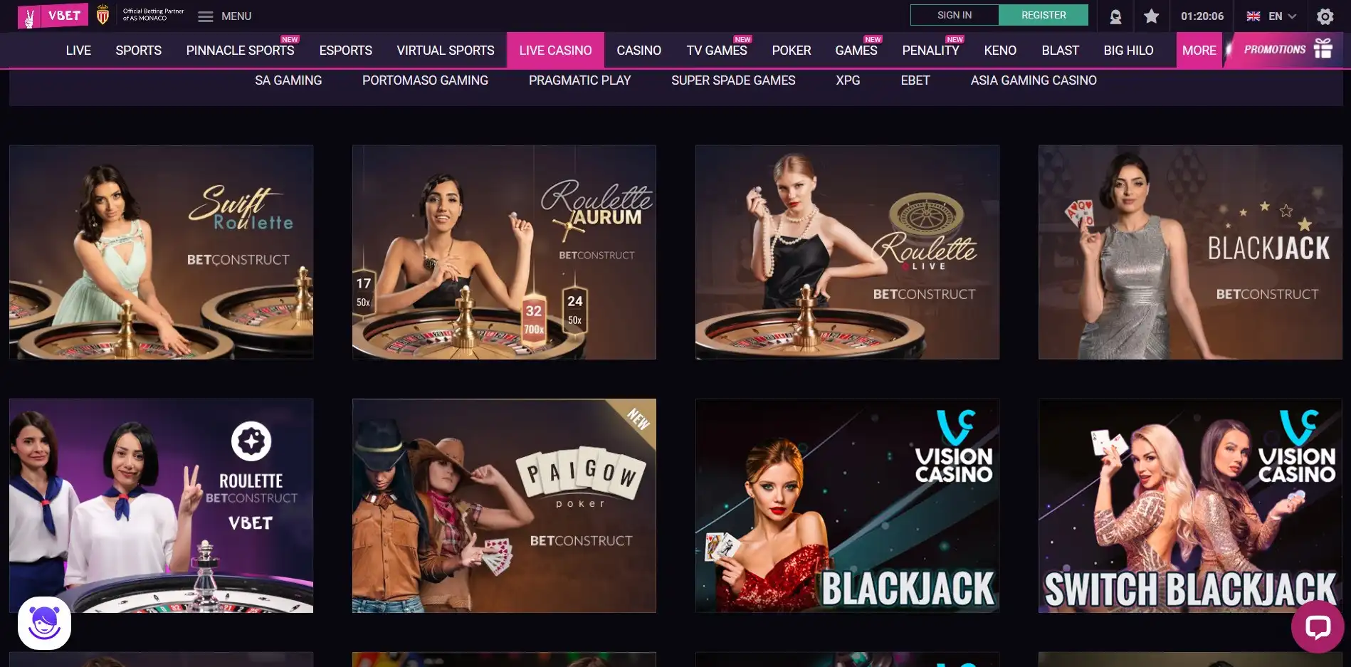 Vbet Casino Live Dealer Games