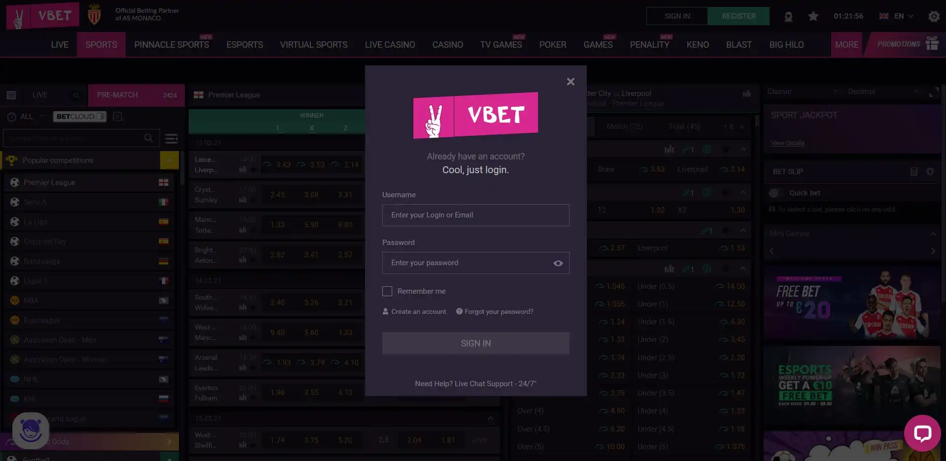 Vbet Casino Login