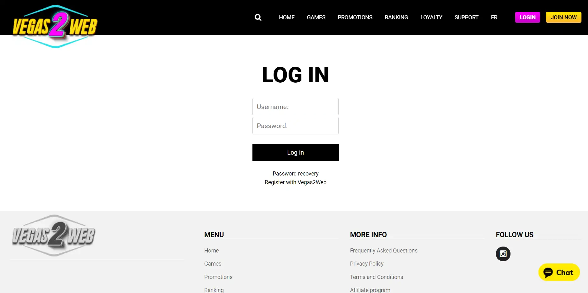 Vegas2Web Casino Login