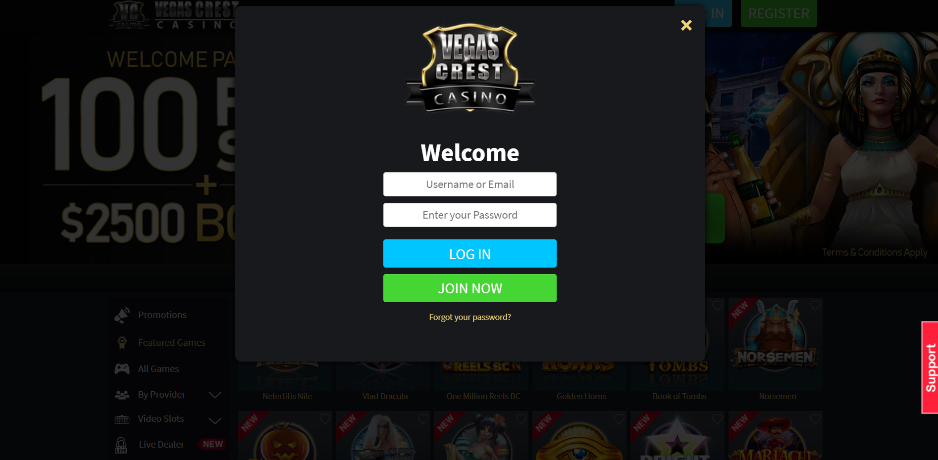 Vegas Crest Casino Login