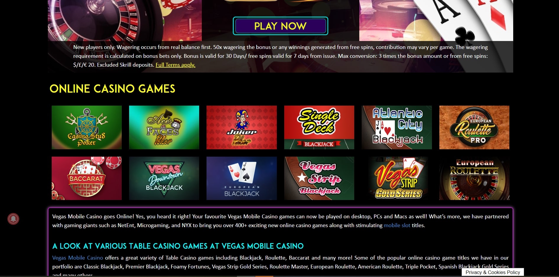 Vegas Mobile Casino Live Dealer Games