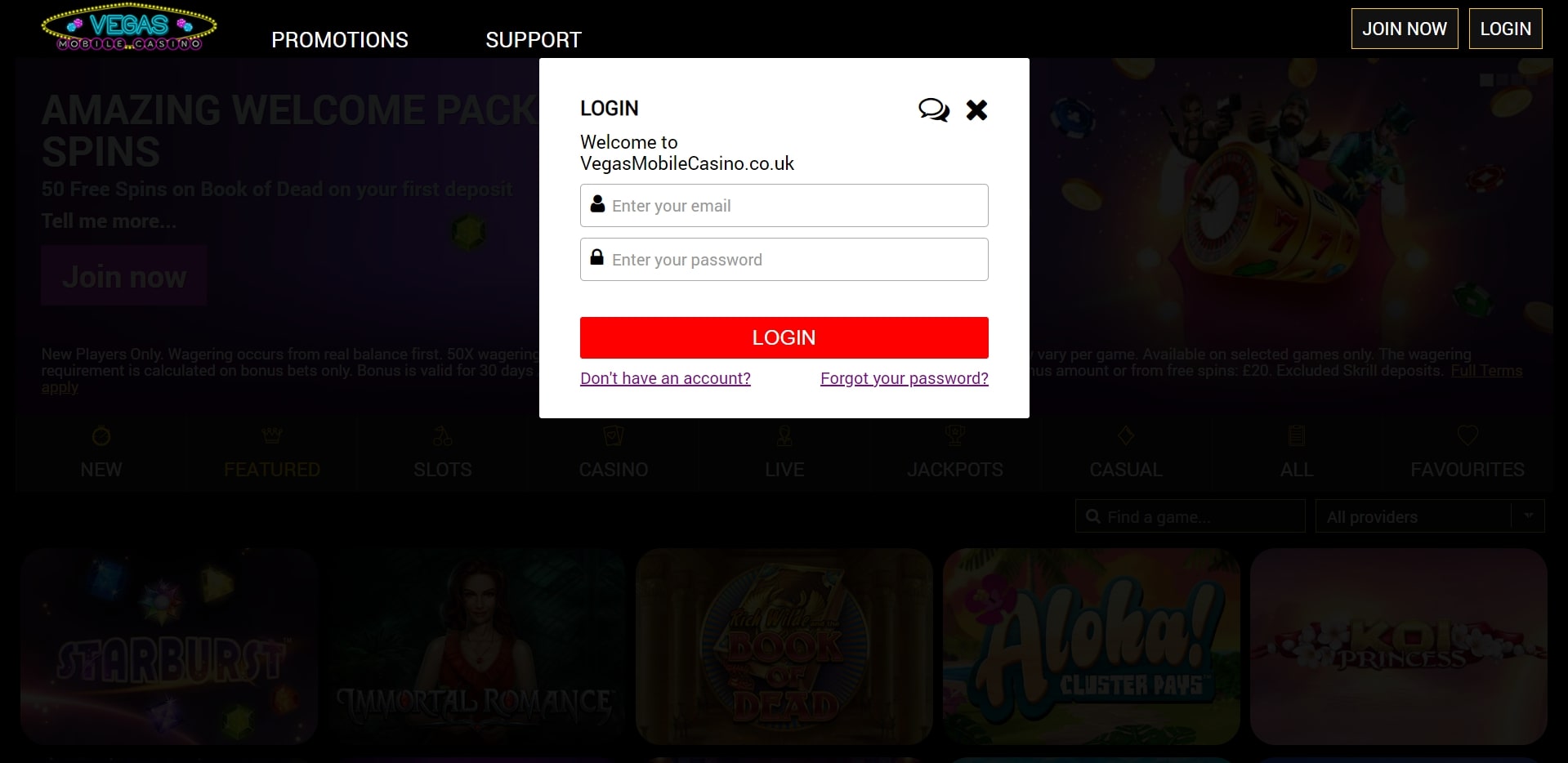 Vegas Mobile Casino Login