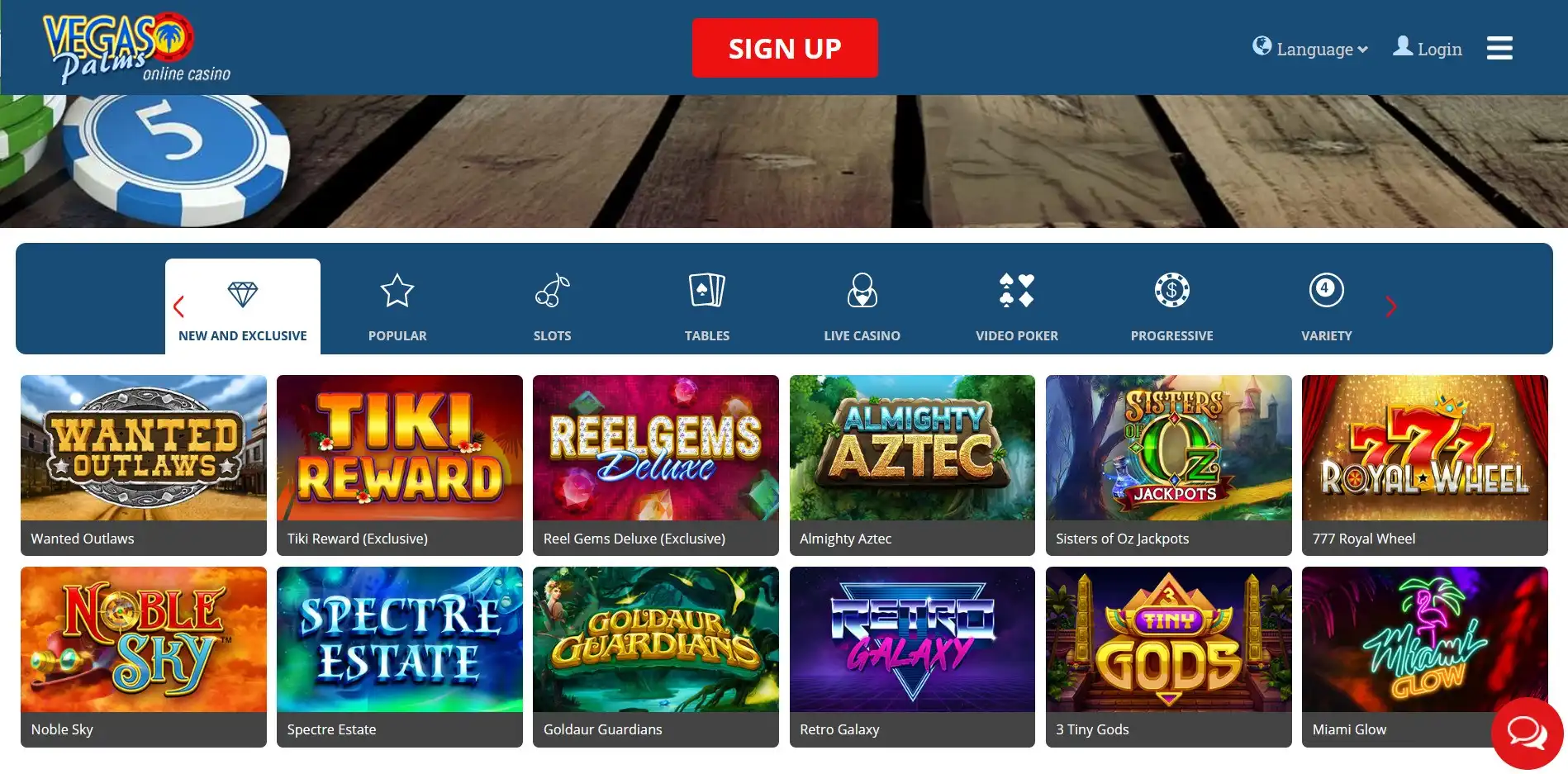 Vegas Palms Casino Games