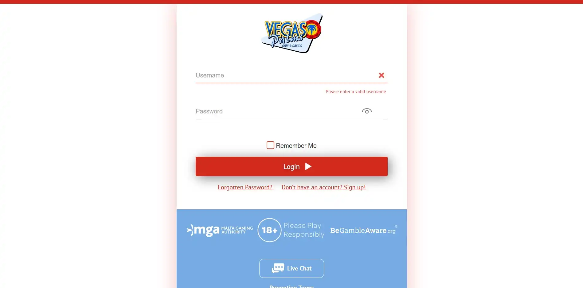 Vegas Palms Casino Login