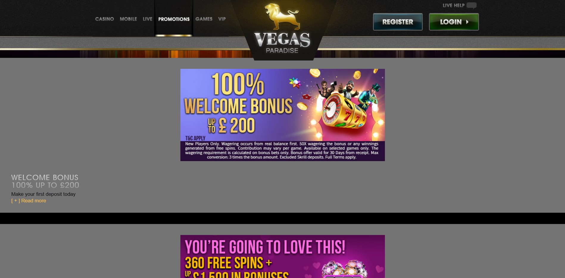 VegasParadise Casino No Deposit Bonus