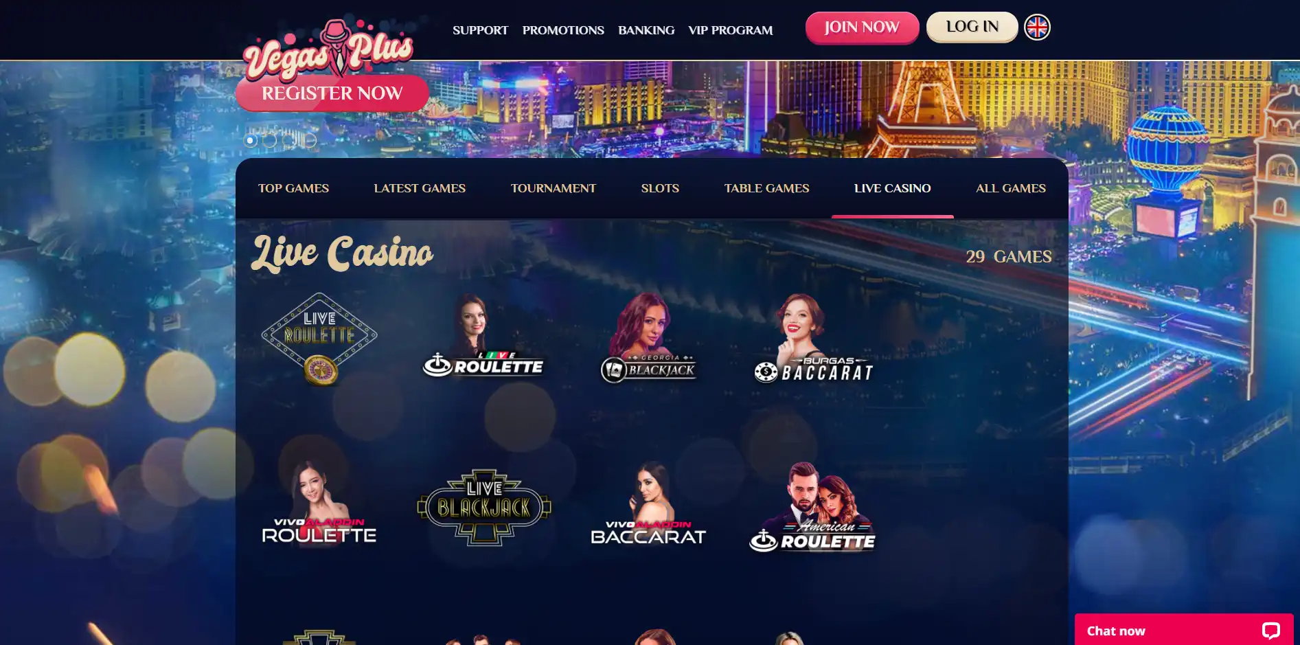 VegasPlus Casino Live Dealer Games