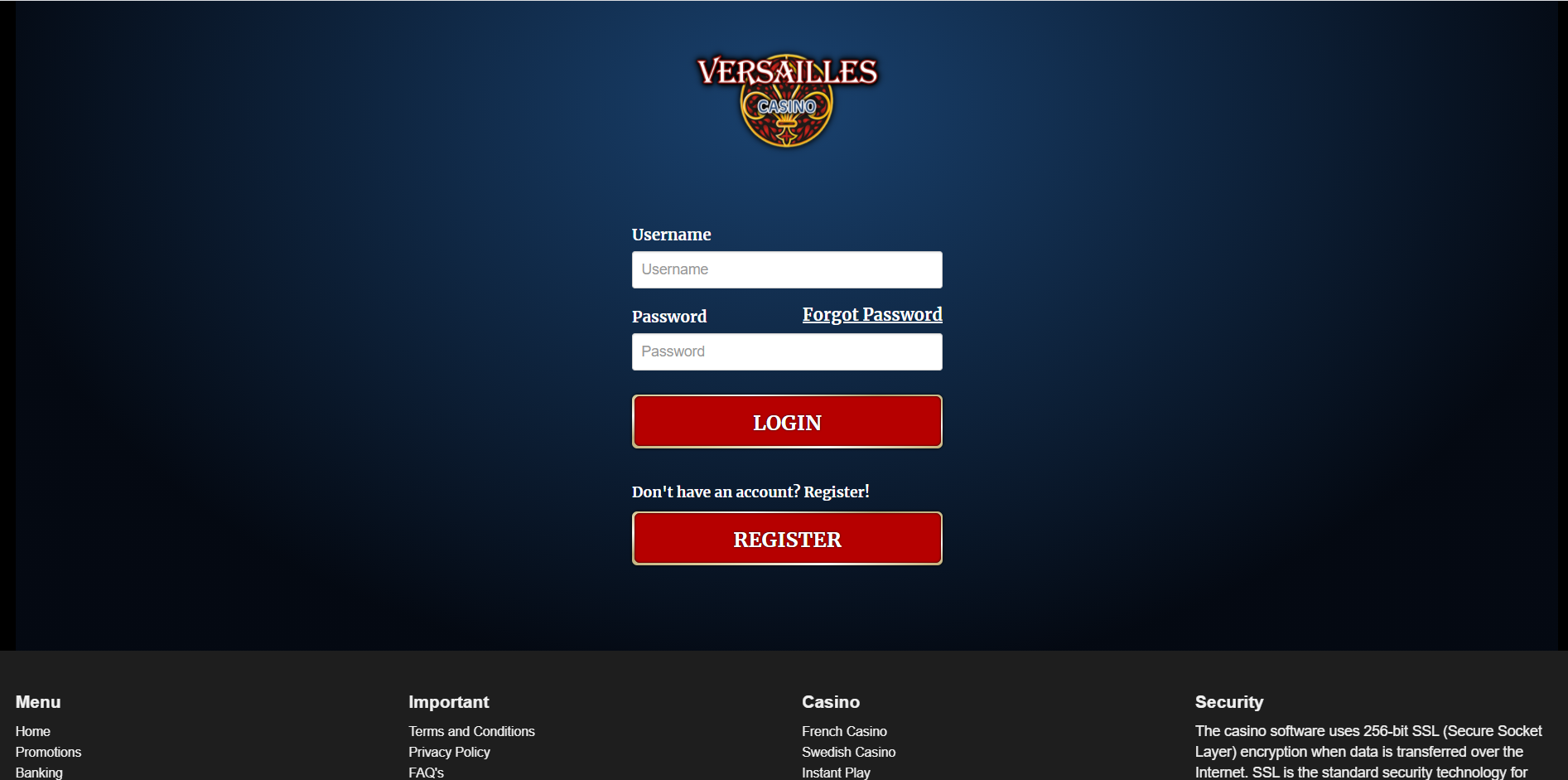 Versailles Casino Login