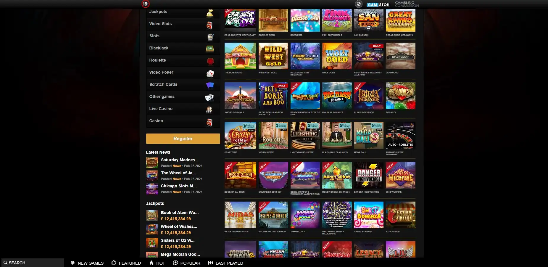 Videoslots Casino Games