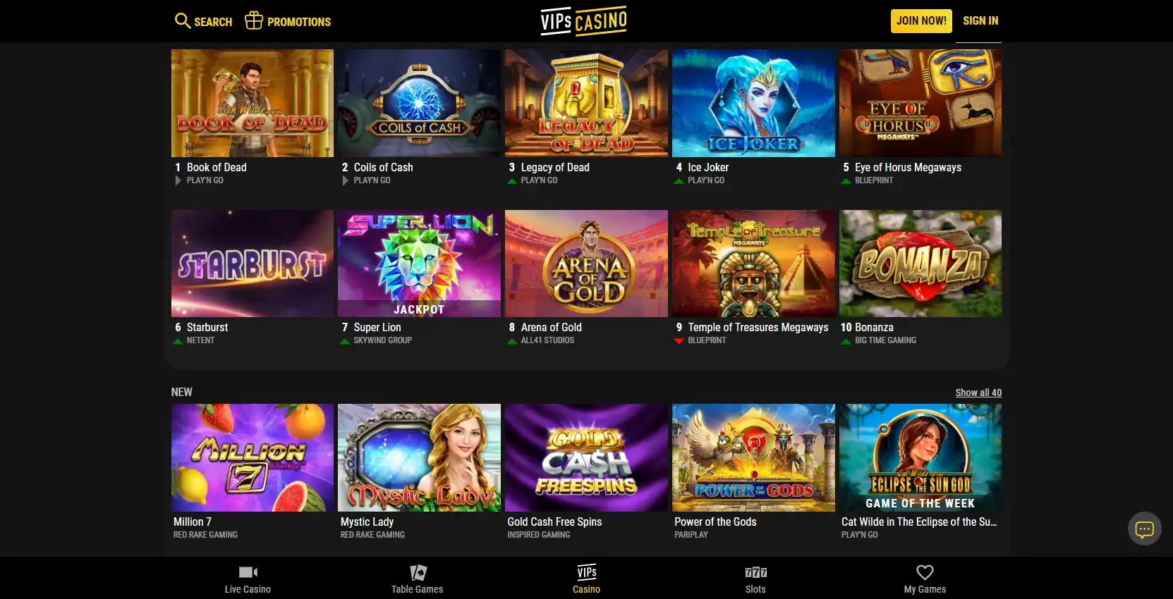 VIPs Casino Games