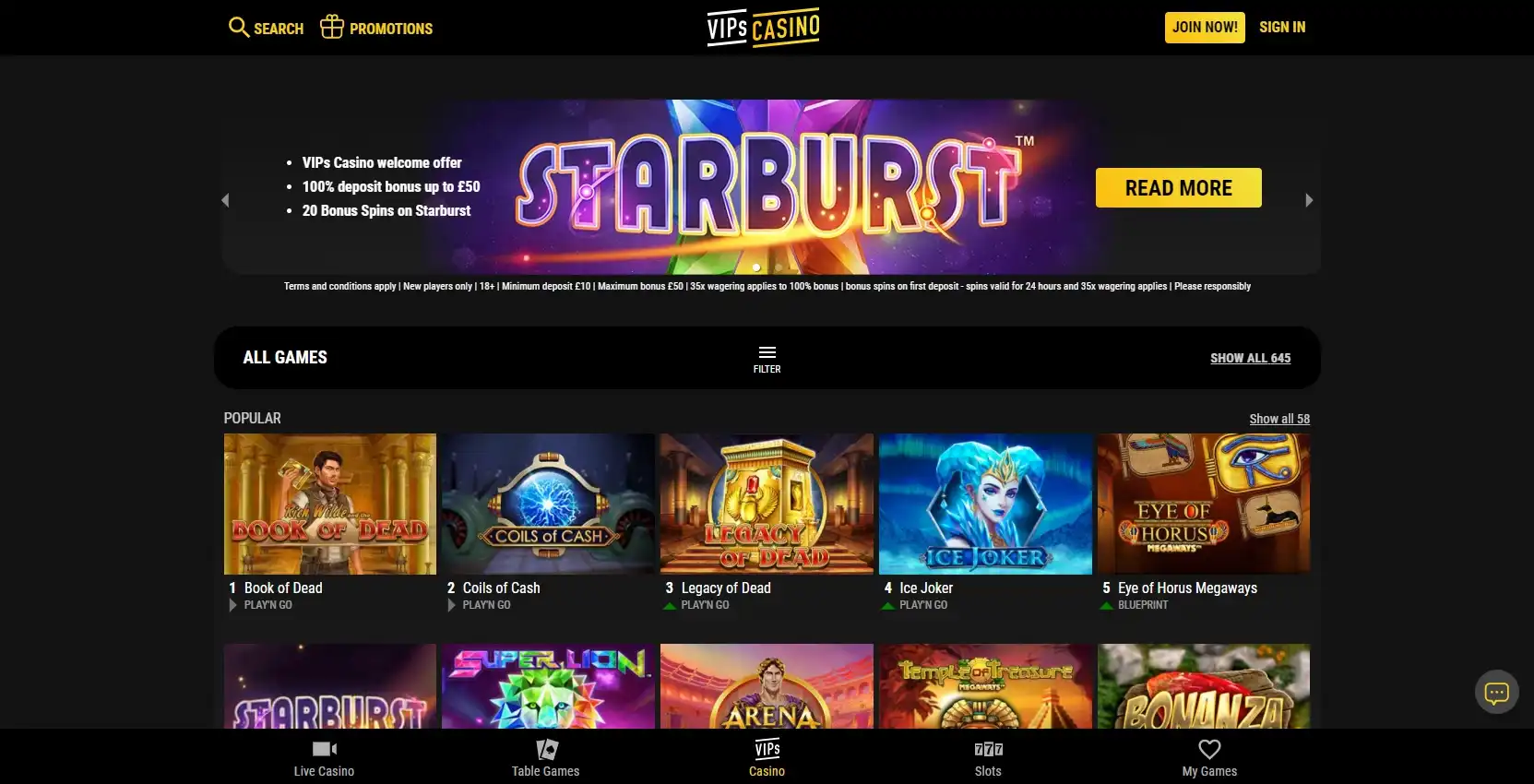 VIPs Casino Review