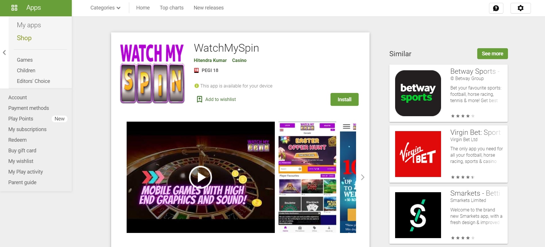 WatchMySpin Casino App