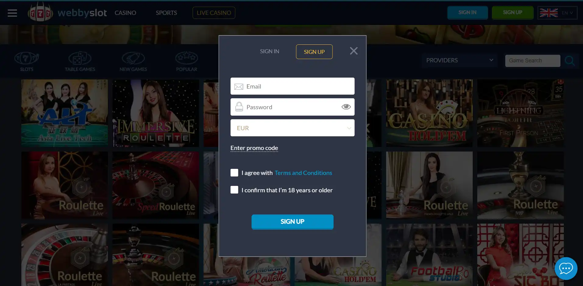 WebbySlot Casino Login