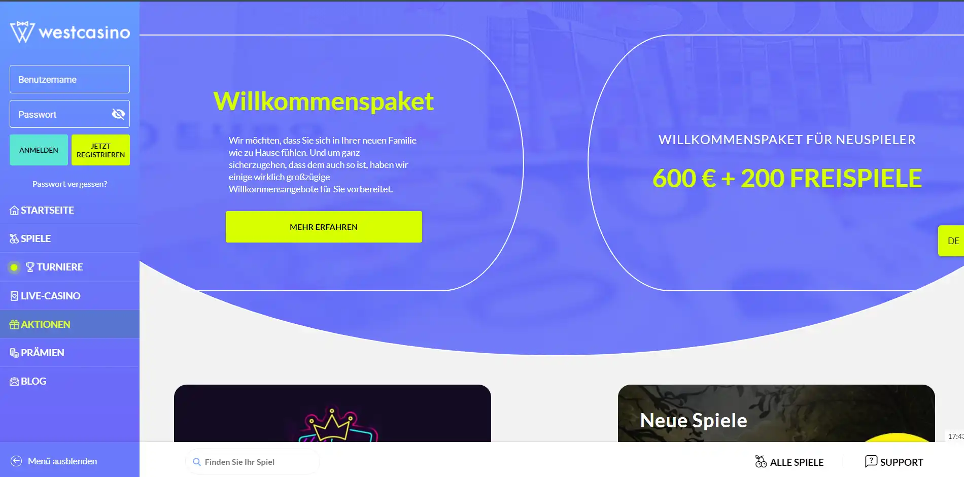 WestCasino No Deposit Bonus