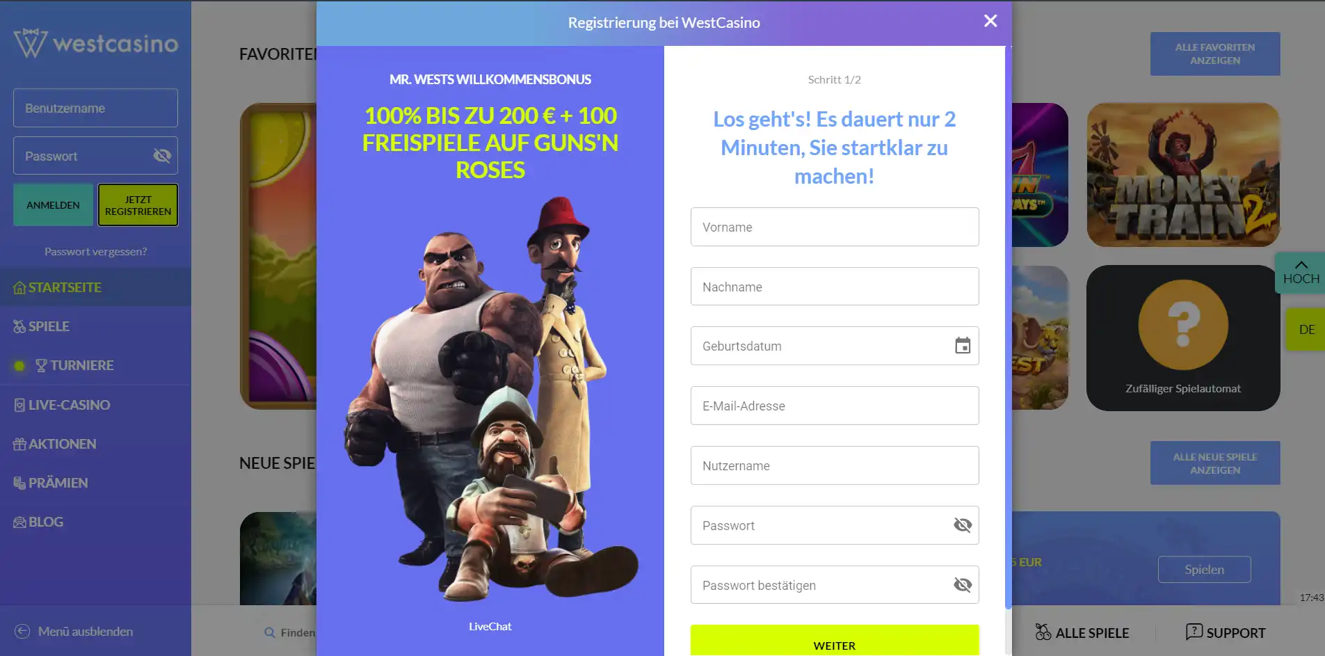 WestCasino Login