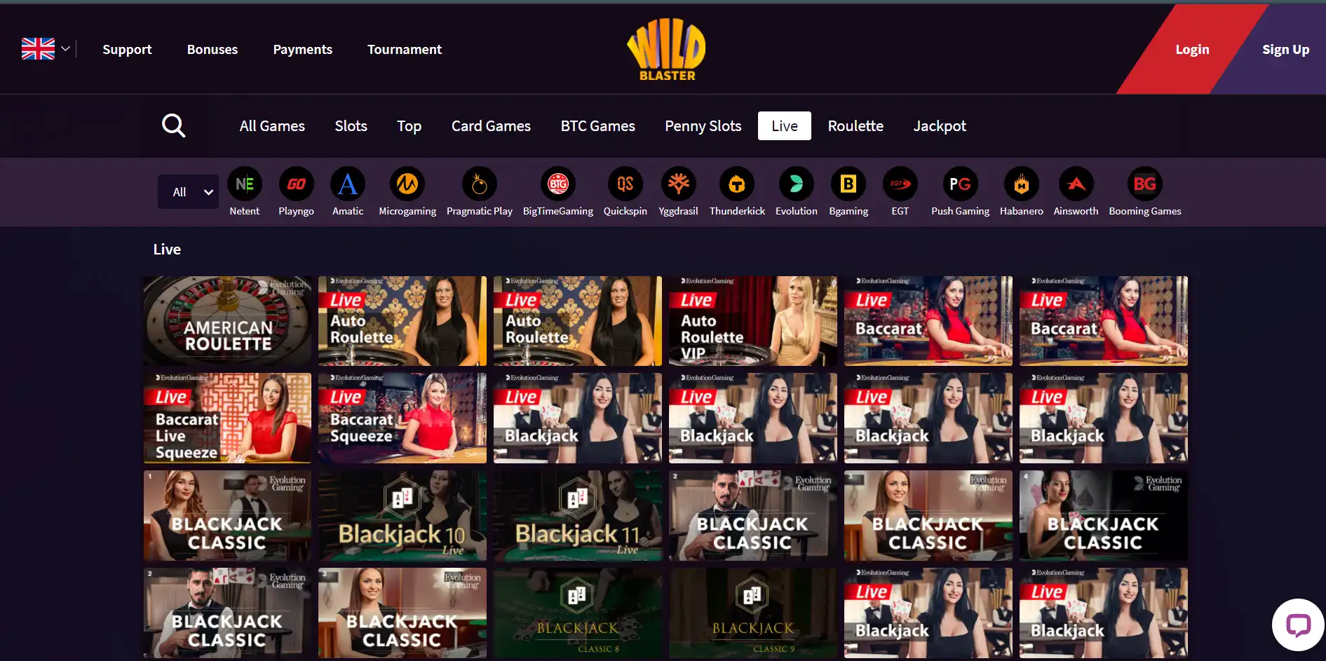 Wild Blaster Casino Live Dealer Games