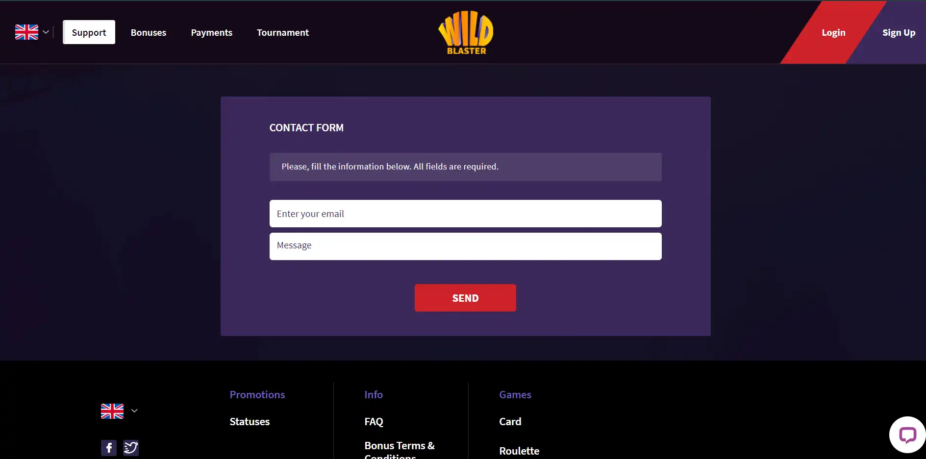 Wild Blaster Casino Support