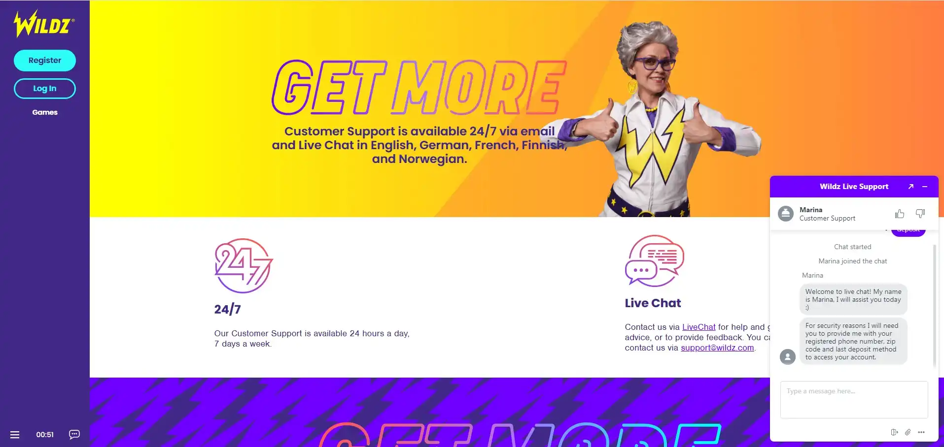 Wildz Casino Support