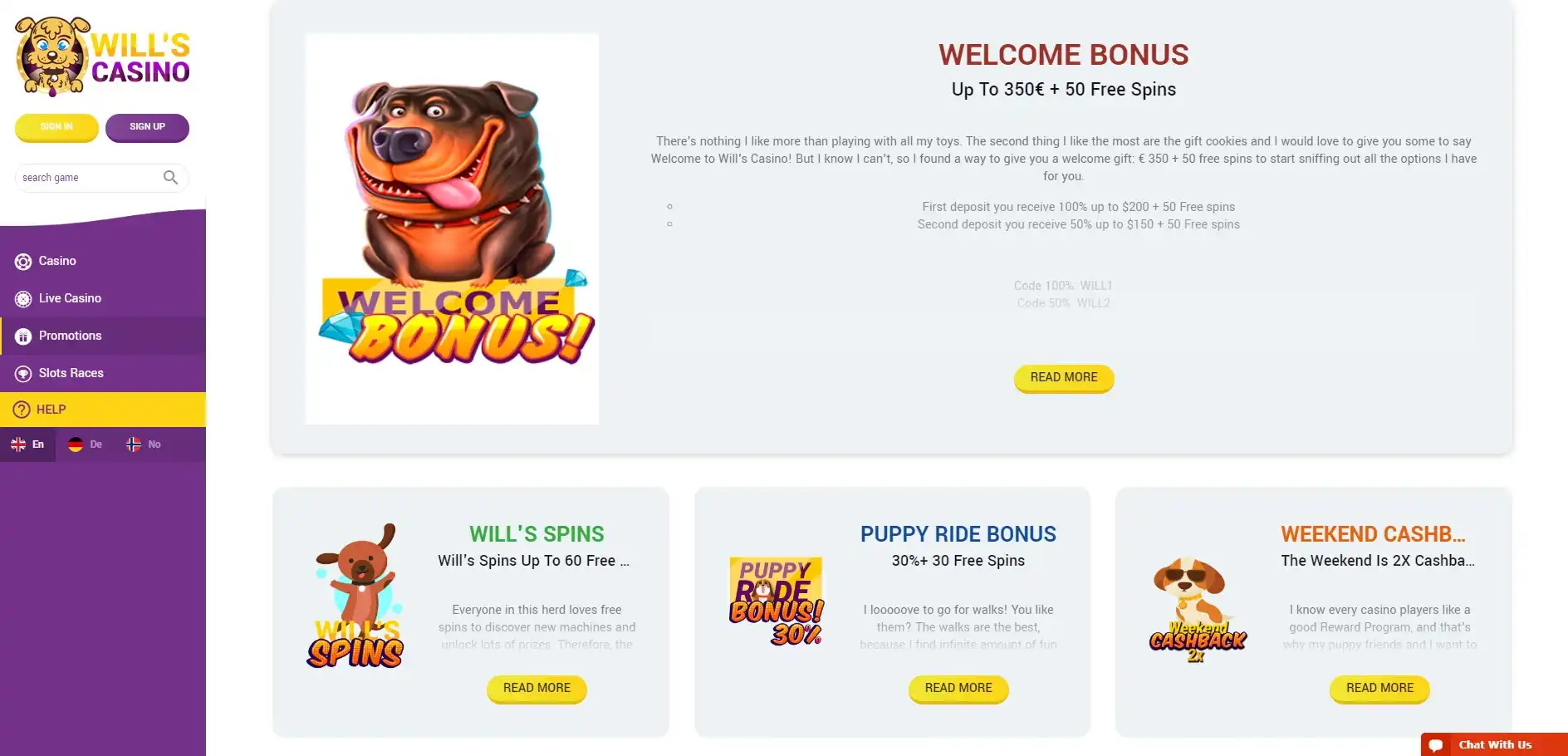 Will's Casino No Deposit Bonus