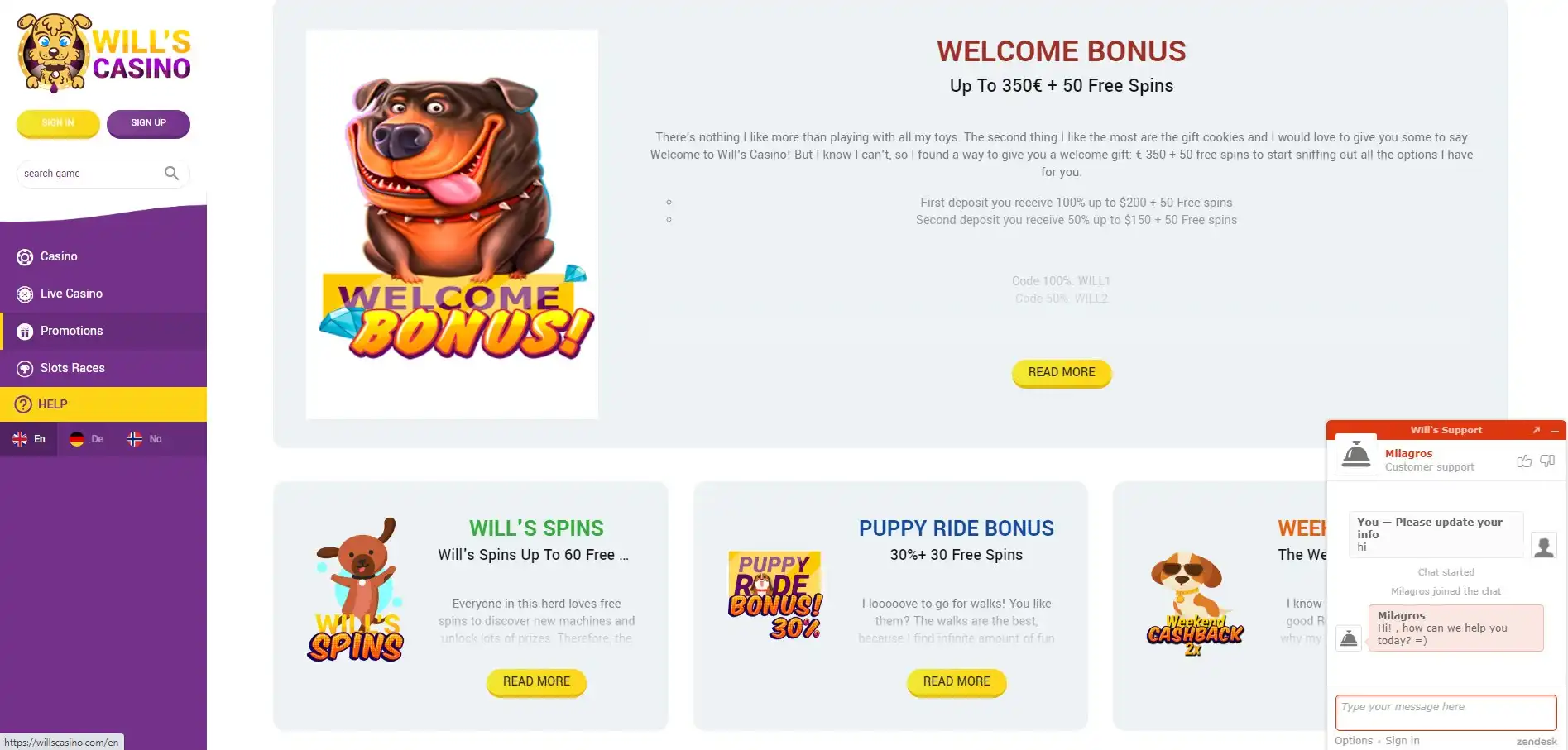 Will's Casino Support