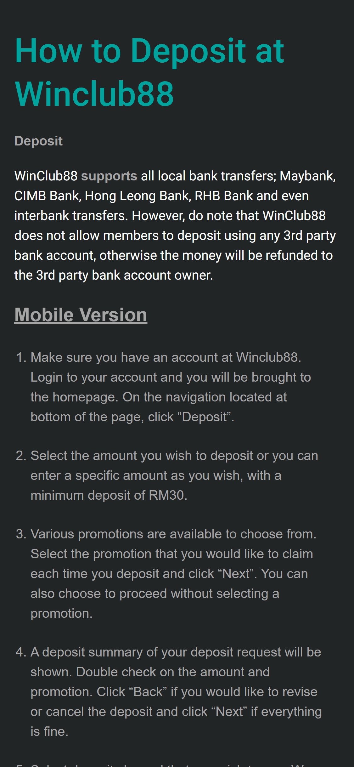 Win Club 88 Casino Mobile Payment Methods Review
