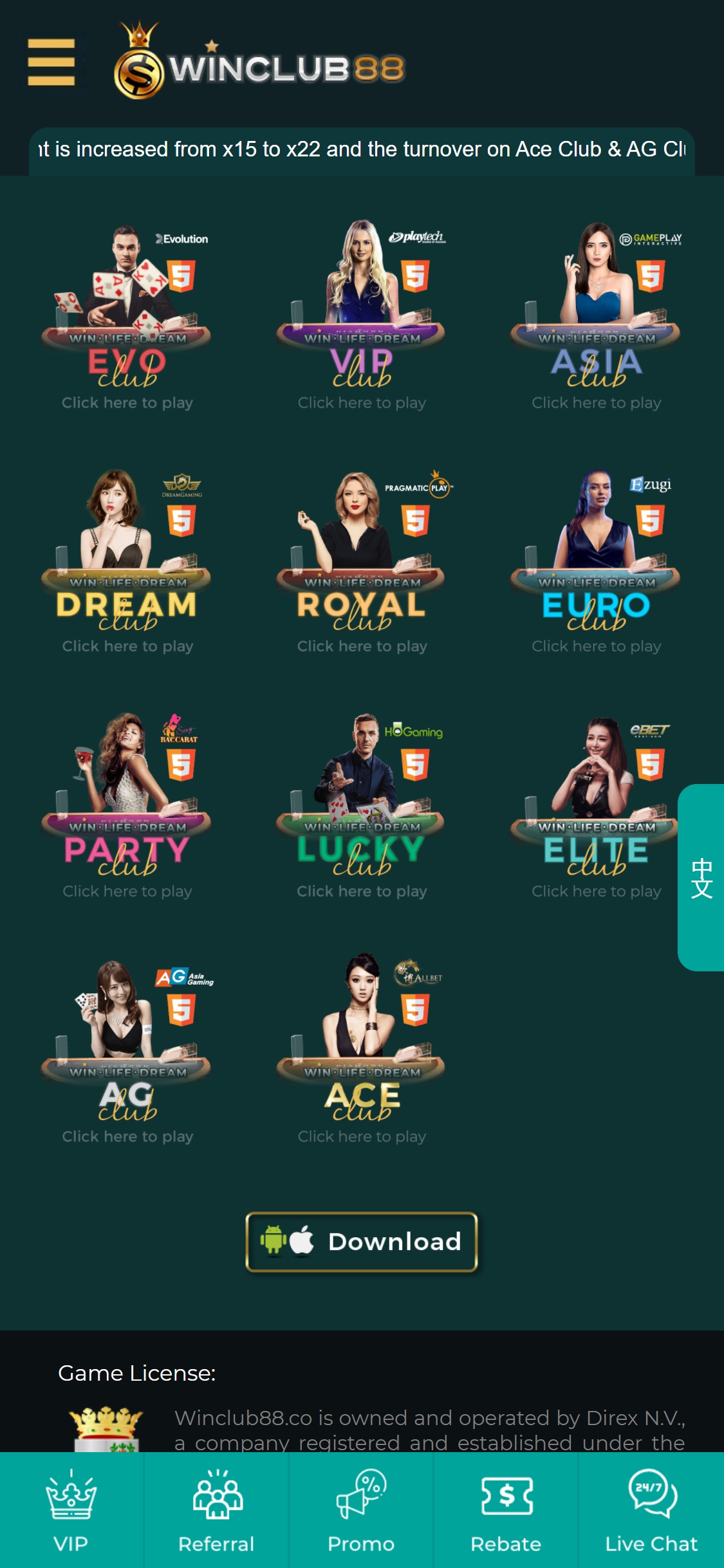 Win Club 88 Casino Mobile Live Dealer Games Review