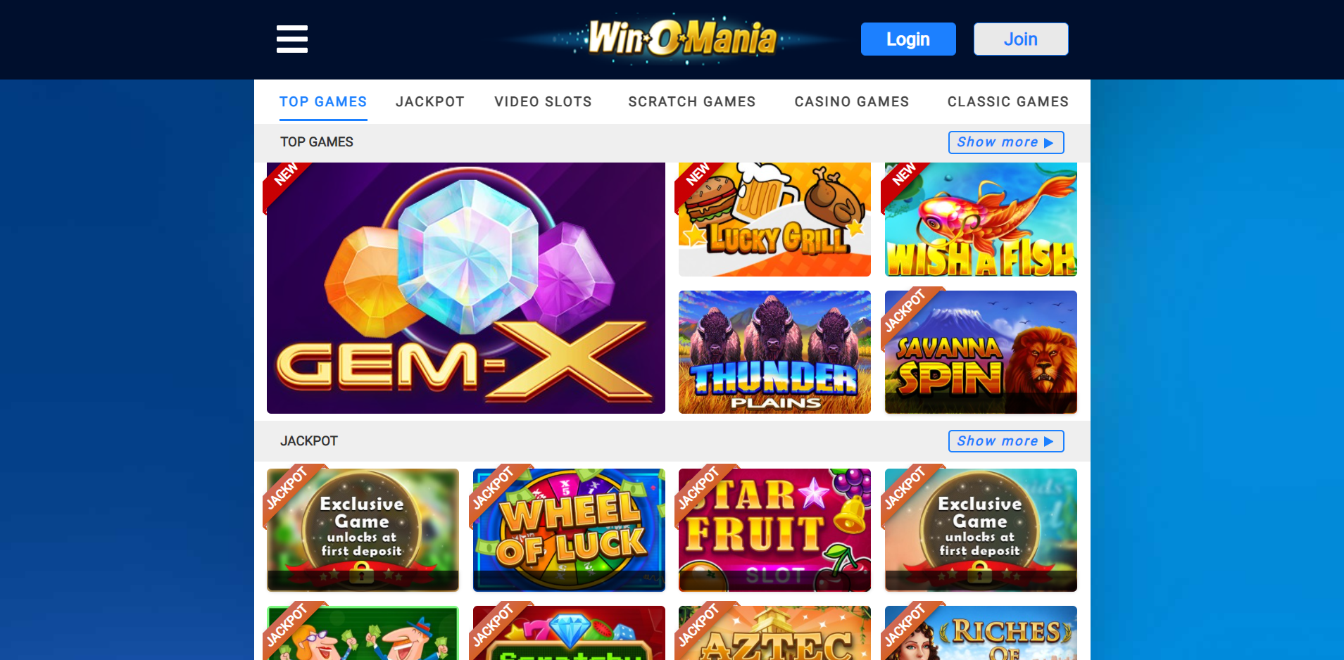 WinOMania Casino Games