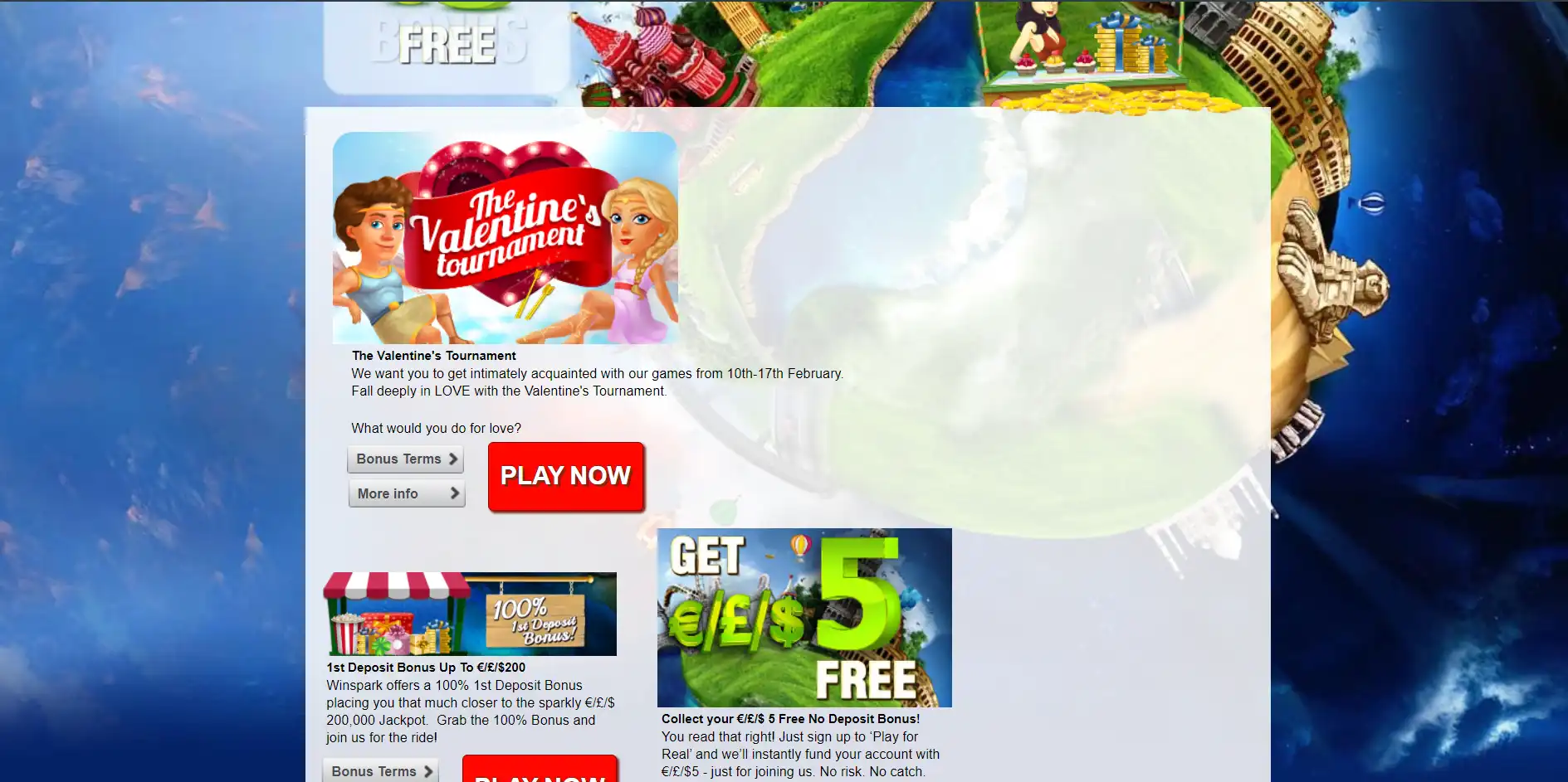 Winspark No Deposit Bonus