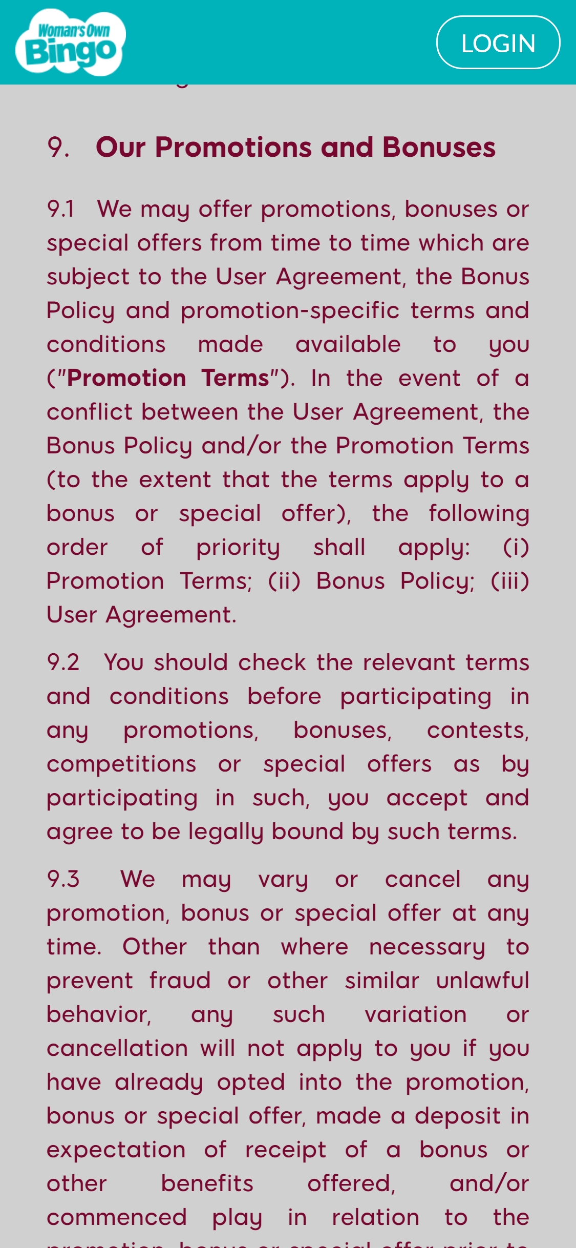 Woman's Own Bingo Casino Mobile No Deposit Bonus Review