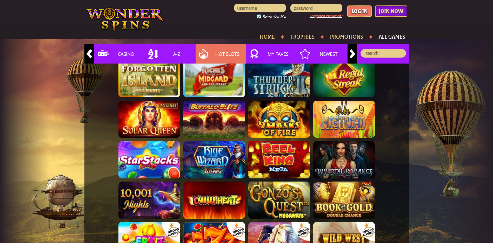Wonder Spins Casino Games