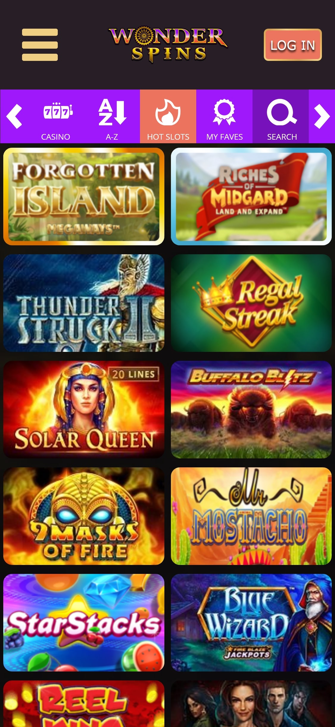 Wonder Spins Casino Mobile Games Review