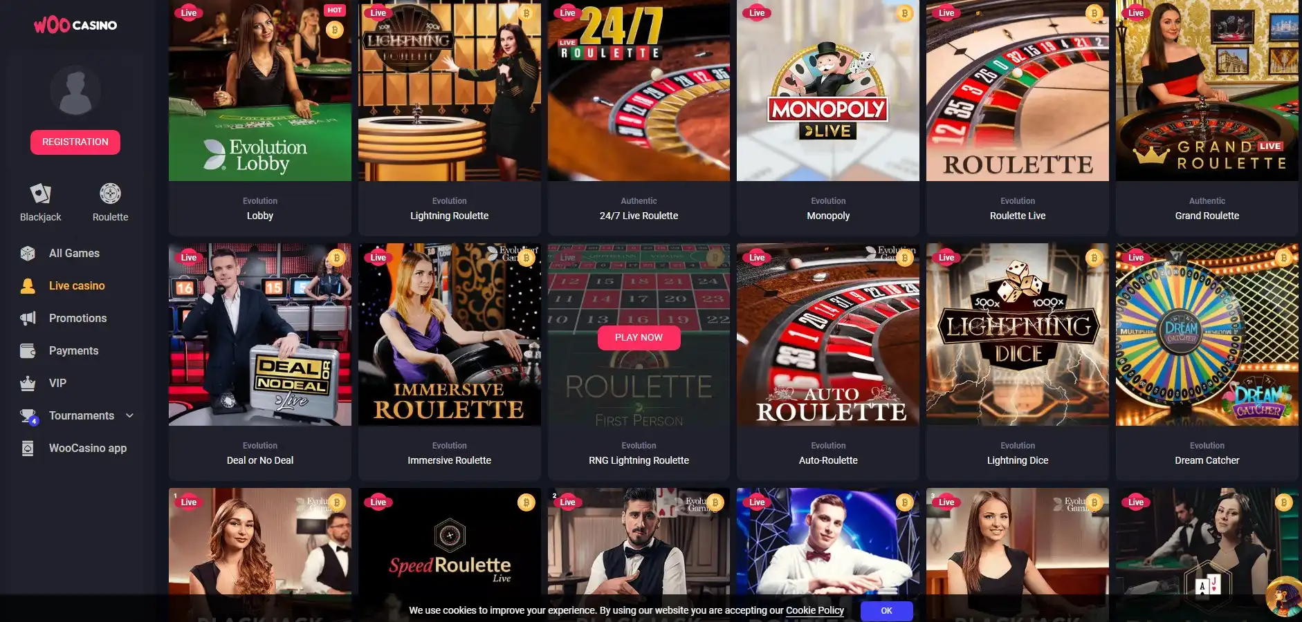 Woo Casino Live Dealer Games