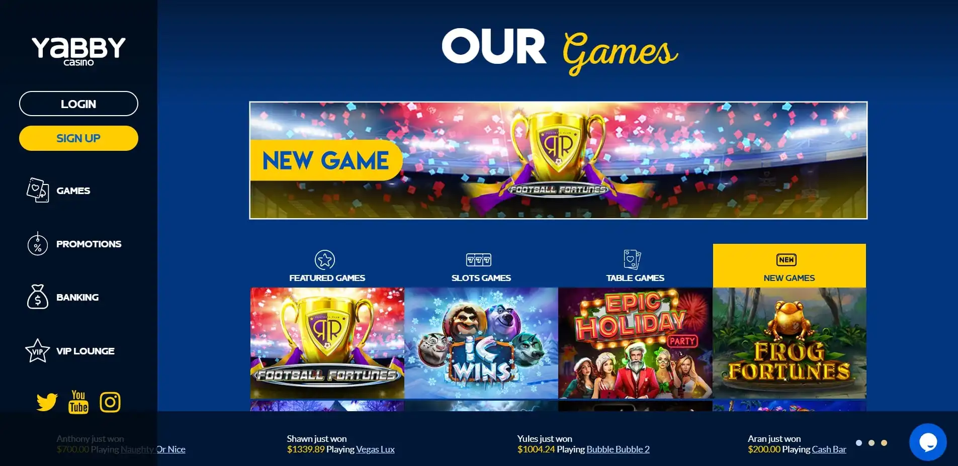 Yabby Casino Games
