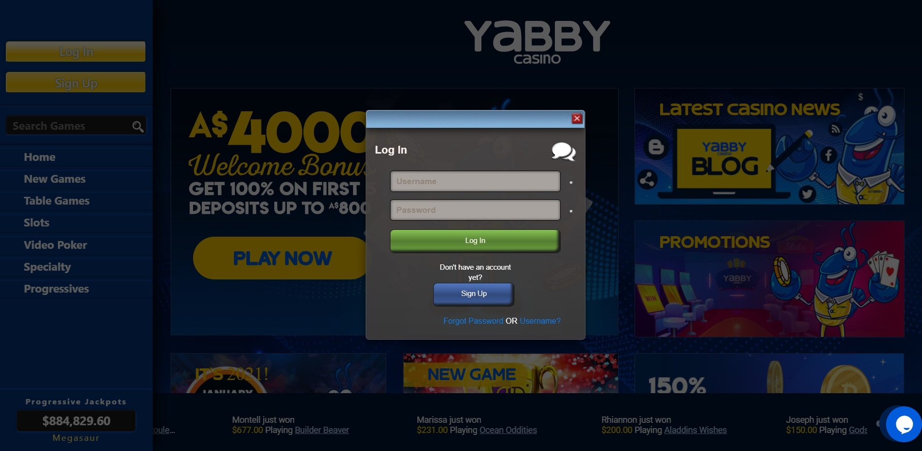 Yabby Casino Login