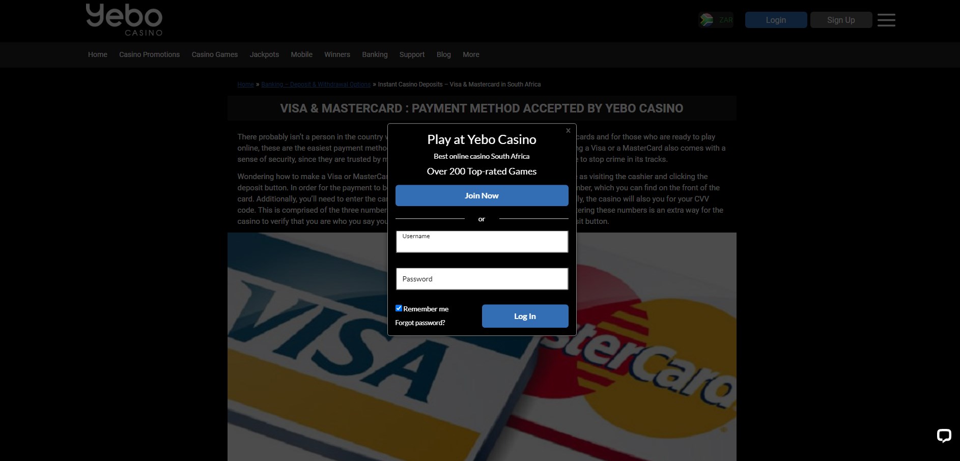 Yebo Casino Login