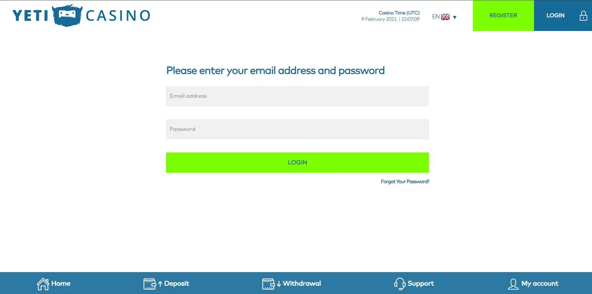 Yeti Casino Login