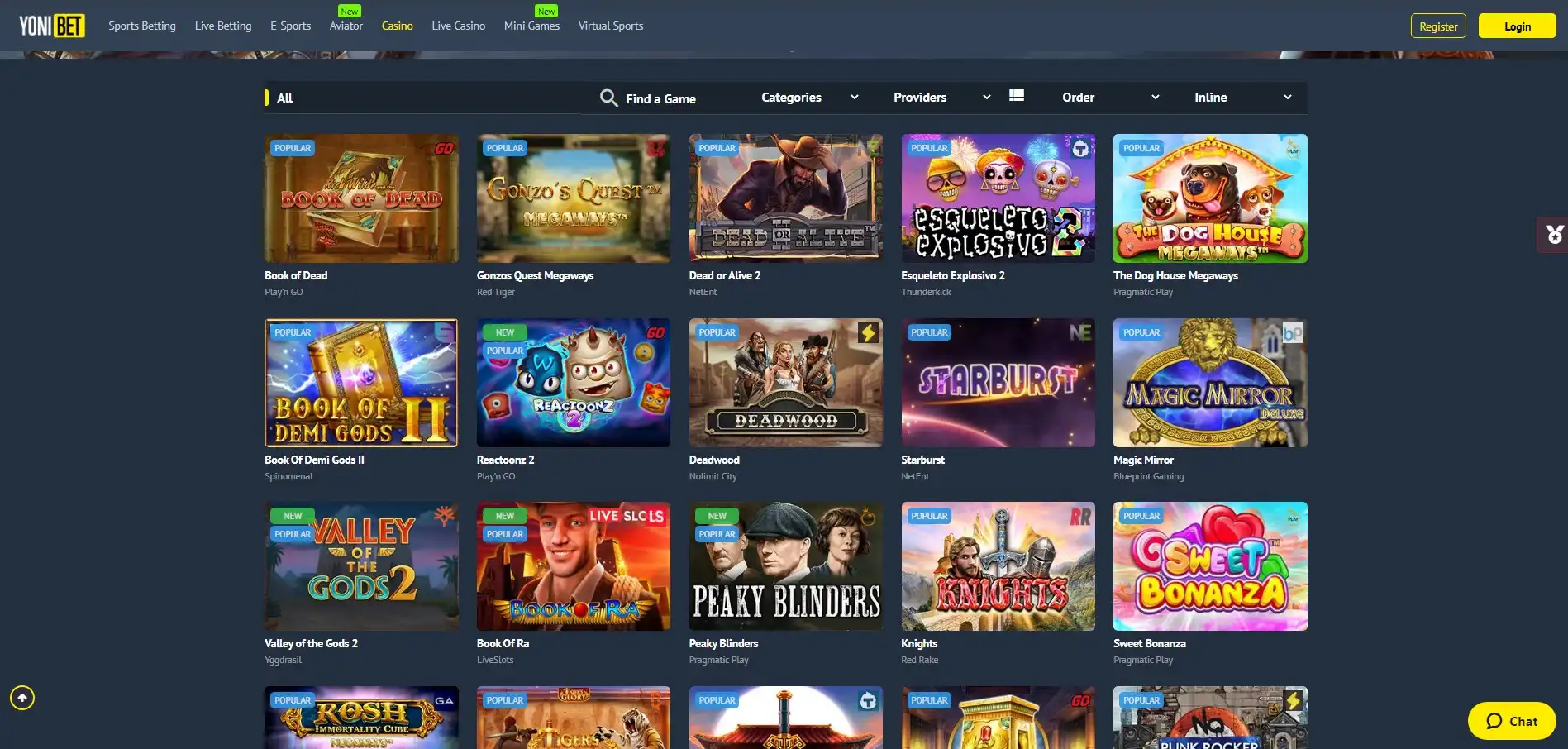 Yonibet Casino Games